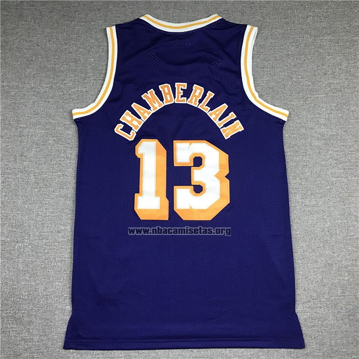 Camiseta Los Angeles Lakers Wilt Chamberlain NO 13 Mitchell & Ness 1971-72 Violeta